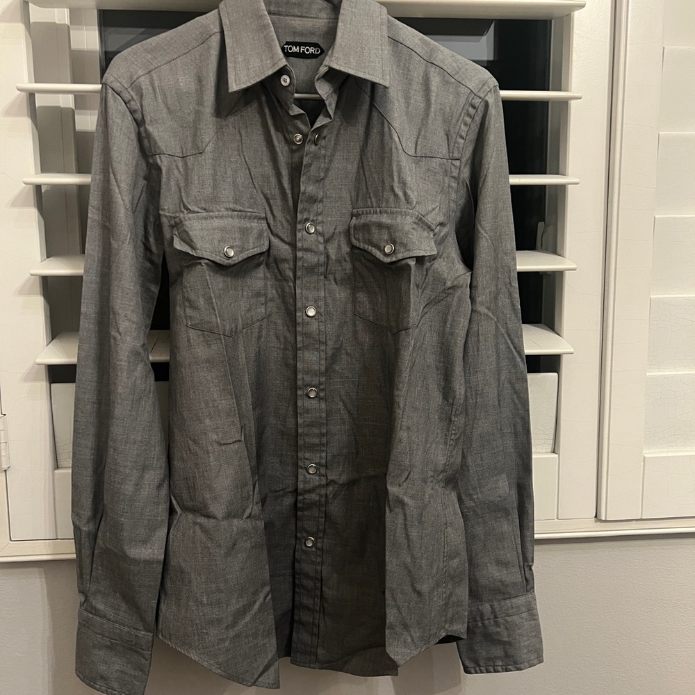 Gray Tom Ford Pearl Buttons Western